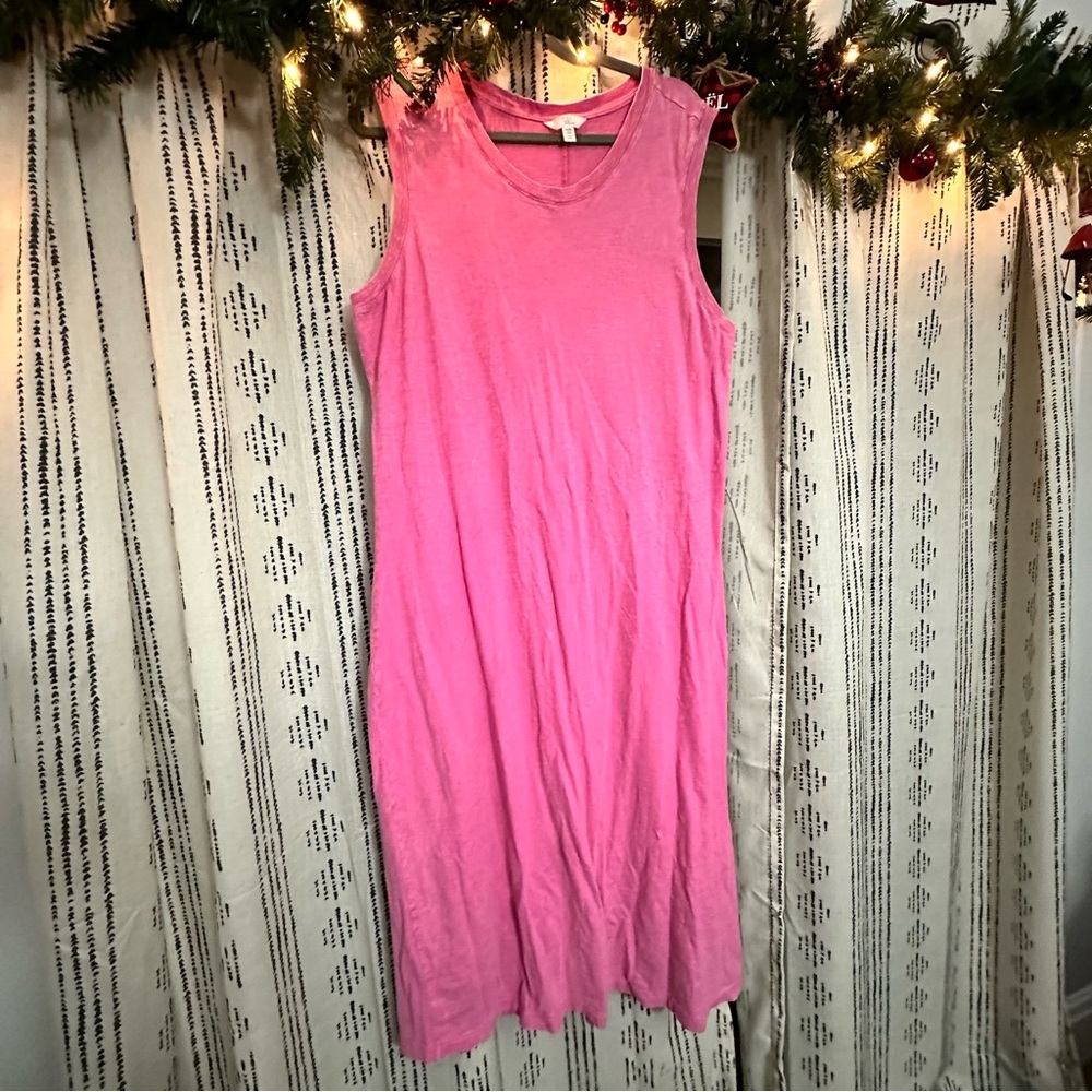Time and Tru Vibrant Pink Midi Dress